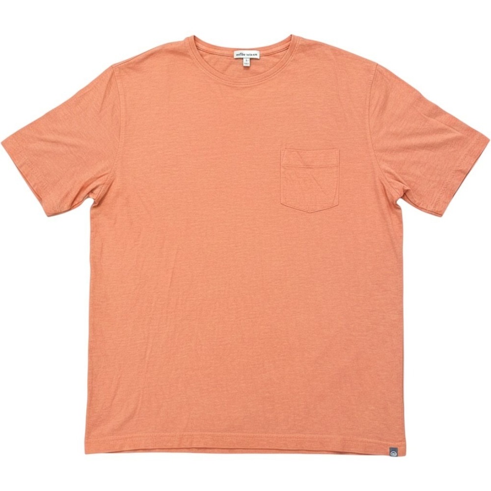 Peter Millar Pocket Tee Mens Large Orange Short Sleeve Crewneck T-Shirt